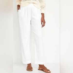 Old Navy High Waist Straight Ankle White Linen Pants XL
